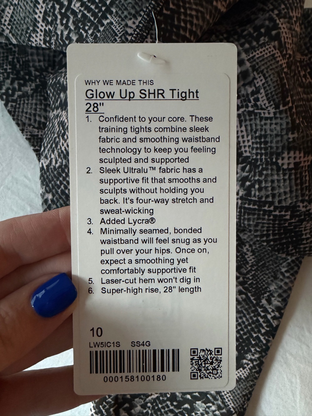 lululemon athletica Black & White Snake-Print Glow Up SHR Tight 28"